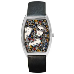 Flower Woman Tonneau Leather Watch by DryInk