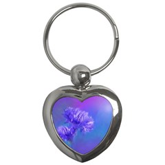 Purple Cornflower Floral  Key Chains (heart) 