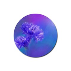 Purple Cornflower Floral  Rubber Round Coaster (4 Pack) 