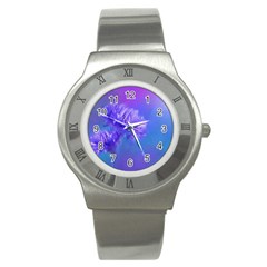 Purple Cornflower Floral  Stainless Steel Watch