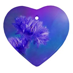 Purple Cornflower Floral  Heart Ornament (2 Sides)