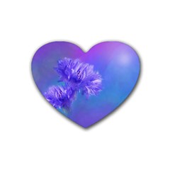 Purple Cornflower Floral  Heart Coaster (4 Pack) 