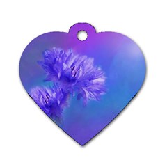 Purple Cornflower Floral  Dog Tag Heart (two Sides)