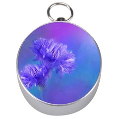 Purple Cornflower Floral  Silver Compasses