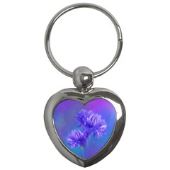 Flowers Cornflower Floral Chic Stylish Purple  Key Chains (heart) 