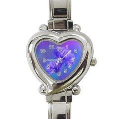 Flowers Cornflower Floral Chic Stylish Purple  Heart Italian Charm Watch by yoursparklingshop