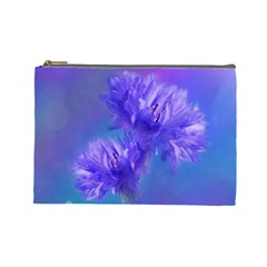 Flowers Cornflower Floral Chic Stylish Purple  Cosmetic Bag (large)  by yoursparklingshop