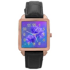 Flowers Cornflower Floral Chic Stylish Purple  Rose Gold Leather Watch 