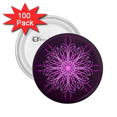Pink Kaleidoscope Flower Mandala Art 2 25  Buttons (100 Pack) 