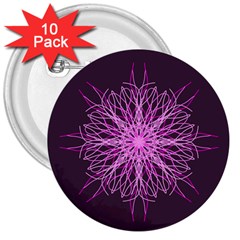 Pink Kaleidoscope Flower Mandala Art 3  Buttons (10 Pack) 