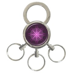 Pink Kaleidoscope Flower Mandala Art 3-ring Key Chains