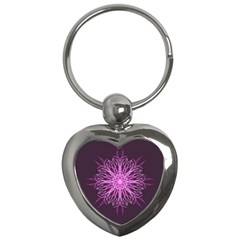 Pink Kaleidoscope Flower Mandala Art Key Chains (heart)  by yoursparklingshop