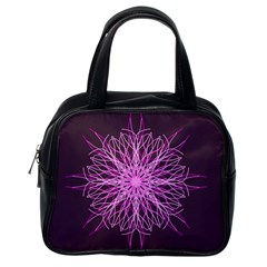 Pink Kaleidoscope Flower Mandala Art Classic Handbags (one Side)