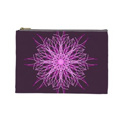 Pink Kaleidoscope Flower Mandala Art Cosmetic Bag (large) 