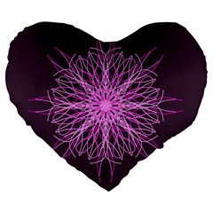Pink Kaleidoscope Flower Mandala Art Large 19  Premium Heart Shape Cushions
