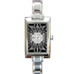 Black And White Flower Mandala Art Kaleidoscope Rectangle Italian Charm Watch