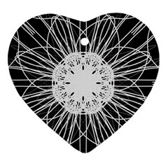 Black And White Flower Mandala Art Kaleidoscope Ornament (heart) 