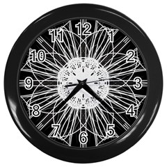 Black And White Flower Mandala Art Kaleidoscope Wall Clocks (black)