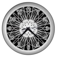 Black And White Flower Mandala Art Kaleidoscope Wall Clocks (silver) 