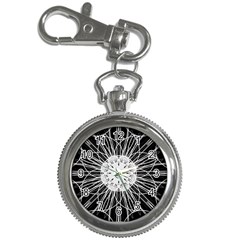 Black And White Flower Mandala Art Kaleidoscope Key Chain Watches