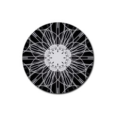 Black And White Flower Mandala Art Kaleidoscope Rubber Round Coaster (4 Pack) 