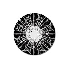 Black And White Flower Mandala Art Kaleidoscope Magnet 3  (round)