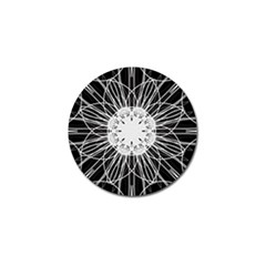 Black And White Flower Mandala Art Kaleidoscope Golf Ball Marker (10 Pack)