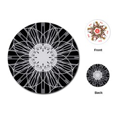 Black And White Flower Mandala Art Kaleidoscope Playing Cards (round) 