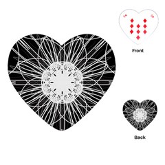 Black And White Flower Mandala Art Kaleidoscope Playing Cards (heart) 