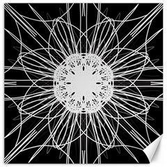 Black And White Flower Mandala Art Kaleidoscope Canvas 16  X 16  