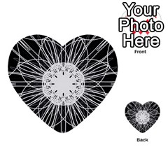 Black And White Flower Mandala Art Kaleidoscope Multi-purpose Cards (heart) 