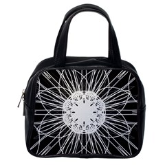 Black And White Flower Mandala Art Kaleidoscope Classic Handbags (one Side)