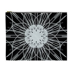 Black And White Flower Mandala Art Kaleidoscope Cosmetic Bag (xl)