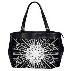 Black And White Flower Mandala Art Kaleidoscope Office Handbags (2 Sides) 