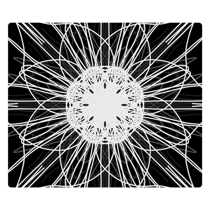 Black And White Flower Mandala Art Kaleidoscope Double Sided Flano Blanket (Small) 