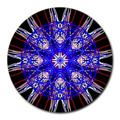 Kaleidoscope Flower Mandala Art Black White Red Blue Round Mousepads