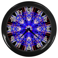 Kaleidoscope Flower Mandala Art Black White Red Blue Wall Clocks (black)