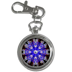 Kaleidoscope Flower Mandala Art Black White Red Blue Key Chain Watches