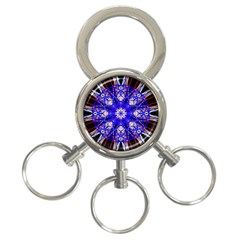 Kaleidoscope Flower Mandala Art Black White Red Blue 3-ring Key Chains by yoursparklingshop