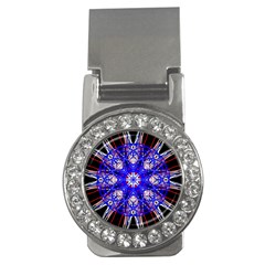 Kaleidoscope Flower Mandala Art Black White Red Blue Money Clips (cz) 