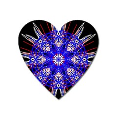 Kaleidoscope Flower Mandala Art Black White Red Blue Heart Magnet