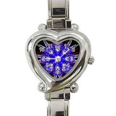 Kaleidoscope Flower Mandala Art Black White Red Blue Heart Italian Charm Watch