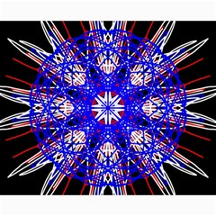 Kaleidoscope Flower Mandala Art Black White Red Blue Collage 8  X 10 