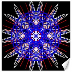 Kaleidoscope Flower Mandala Art Black White Red Blue Canvas 12  X 12  