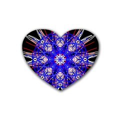 Kaleidoscope Flower Mandala Art Black White Red Blue Rubber Coaster (heart) 