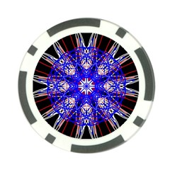 Kaleidoscope Flower Mandala Art Black White Red Blue Poker Chip Card Guards