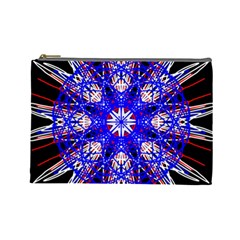 Kaleidoscope Flower Mandala Art Black White Red Blue Cosmetic Bag (large)  by yoursparklingshop
