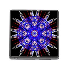 Kaleidoscope Flower Mandala Art Black White Red Blue Memory Card Reader (square) by yoursparklingshop