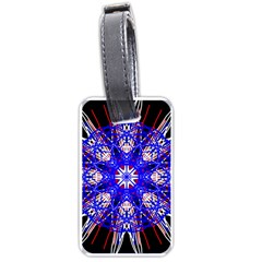 Kaleidoscope Flower Mandala Art Black White Red Blue Luggage Tags (one Side) 