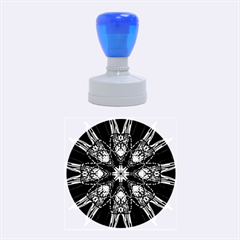 Kaleidoscope Flower Mandala Art Black White Red Blue Rubber Round Stamps (medium)